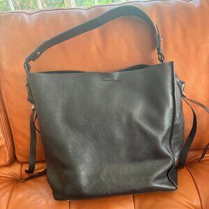 All Saints black leather tote